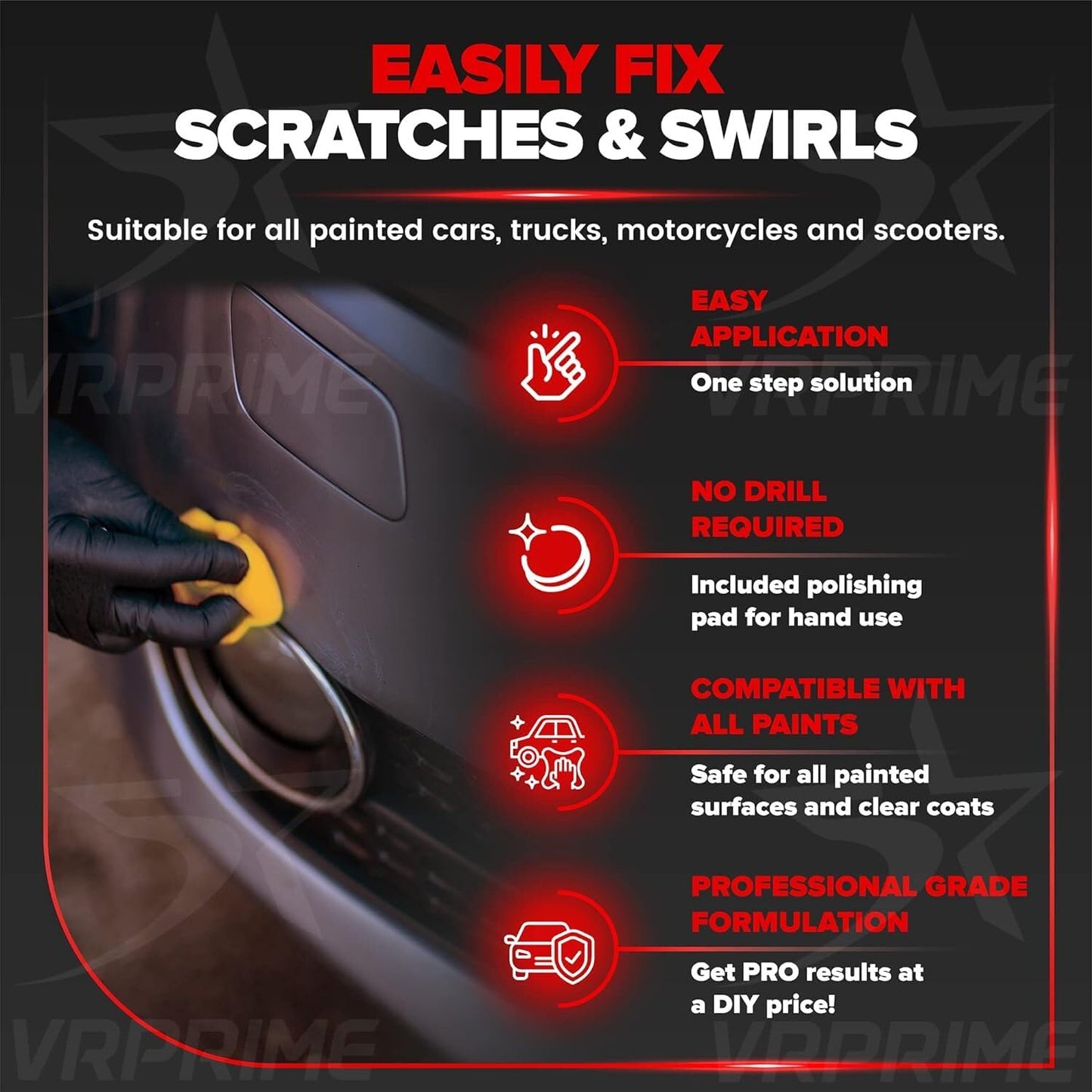 VRPRIME Car Scratch Remover Repair Wax Polish | Car Accessorie All Bikes Accessories | With Microfibre Cloth