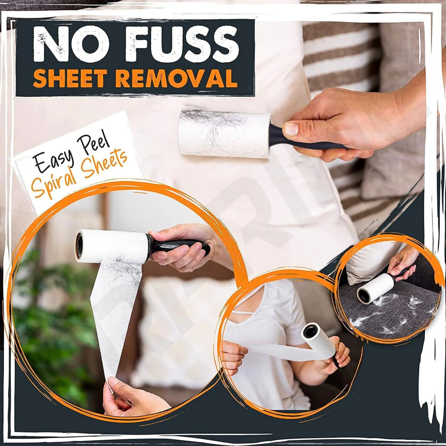 VRPRIME Lint Roller for Clothes (180 Sheets) | Reusable Sticky Easy-Tear Sheets for Sweaters, Blankets, Cat & Dog Hair Fur Remover