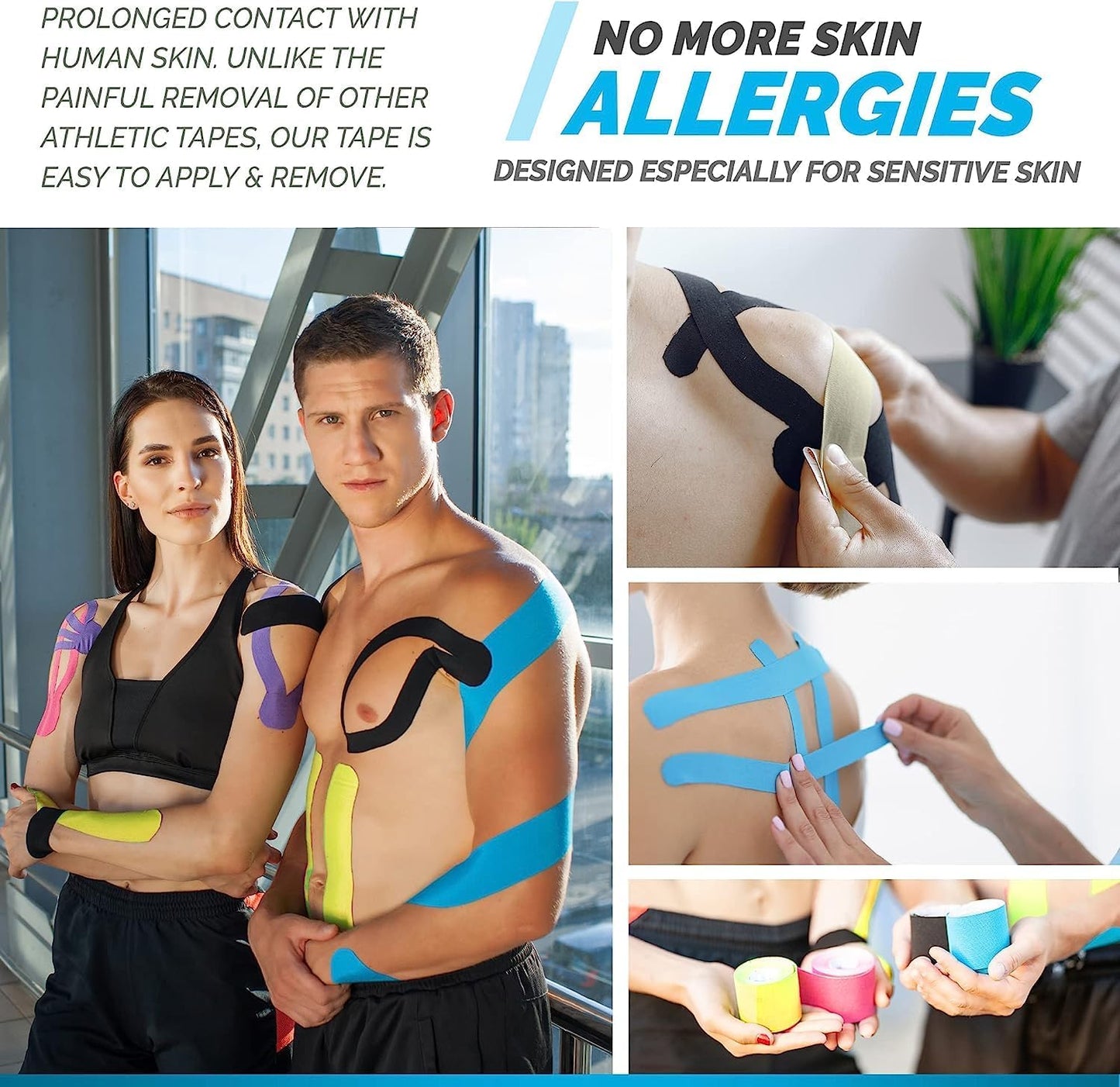 VRPRIME Kinesiology Tape 5cm x 5M | Waterproof Physiotherapy & Muscle Support Tape for Shoulder, Knee, Back & Ankle | Pain Relief Sports Bandage (White)