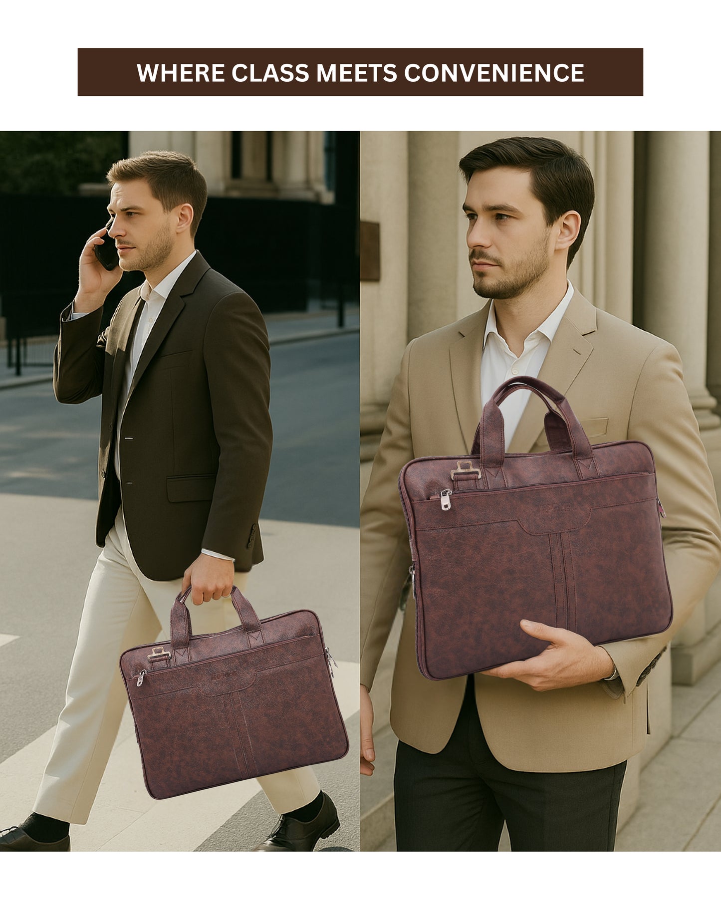 VRPRIME Men’s Brown Messenger Bag | Premium Office & College Crossbody Shoulder Bag | Spacious Laptop & Travel Sling Bag