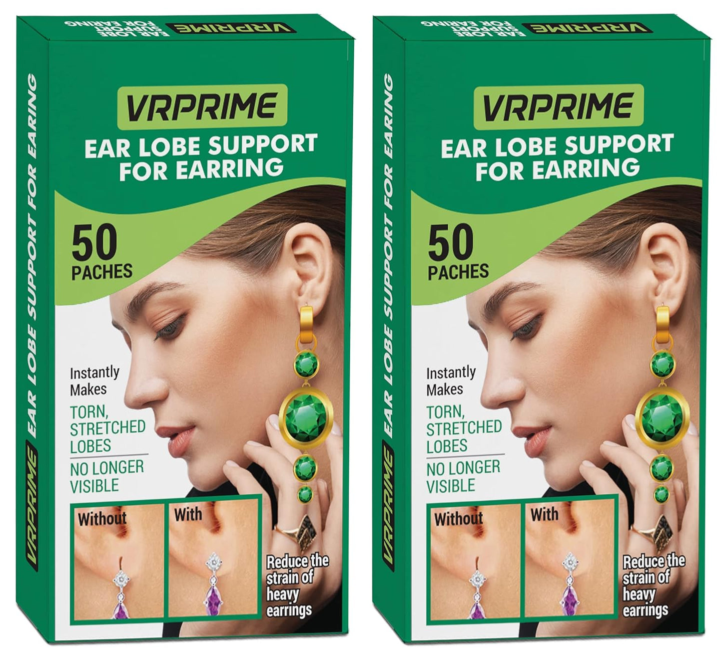 VRPRIME 50 Patches Earlobe Support patches | Earring Sticker tape for Heavy Earrings ( Pack of 2 )