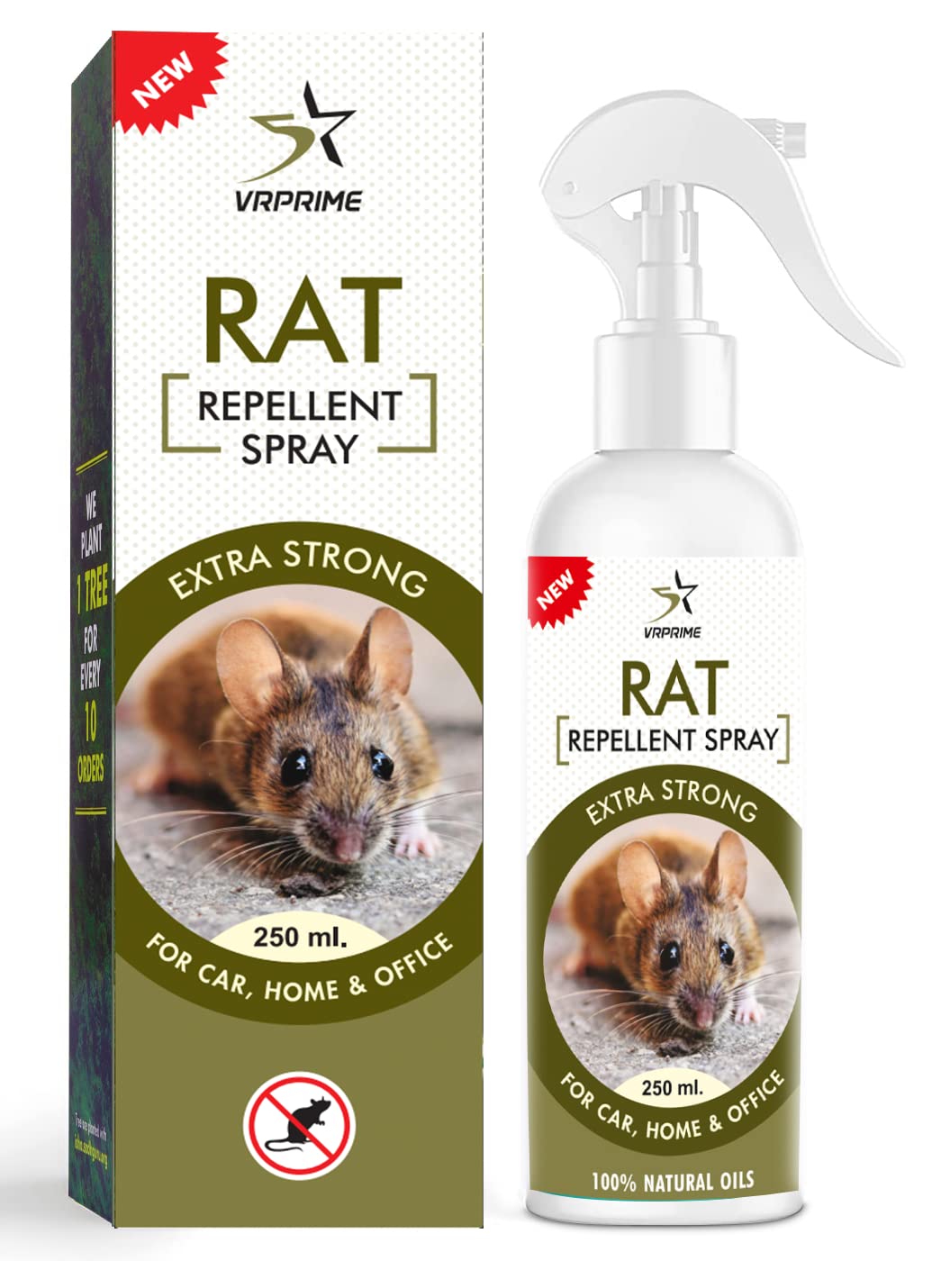 VRPRIME Rat Repellent Spray for Car Home Office Mouse | Natural Powerful Pest Control Protect Wires in Car Bike