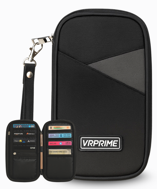 VRPRIME Unisex Travel Passport Holder Sling Pouch | RFID Safe Card Wallet with Strap | Waterproof Crossbody Travel Bag