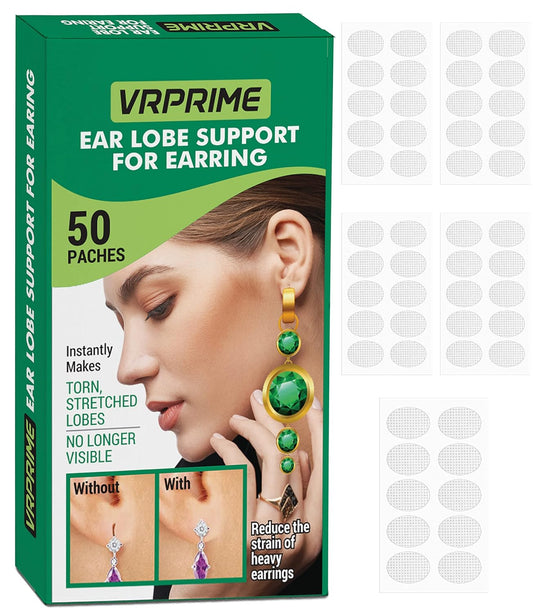 VRPRIME Earlobe Support Patches | 50 Patches | Ear Lobe Support for Earrings