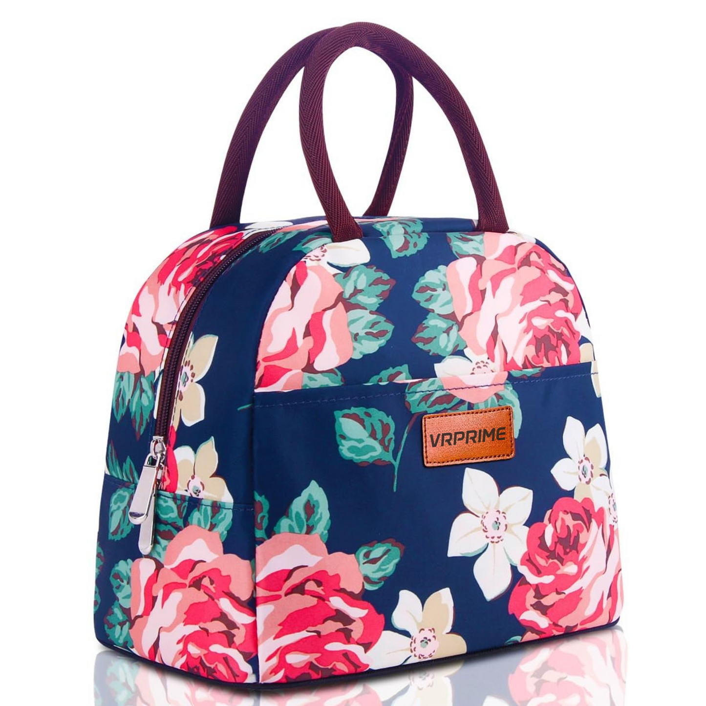 VRPRIME Lunch Bag for Office Use | 7 Liters Navy Color with Roses | Lunch Bags for Women