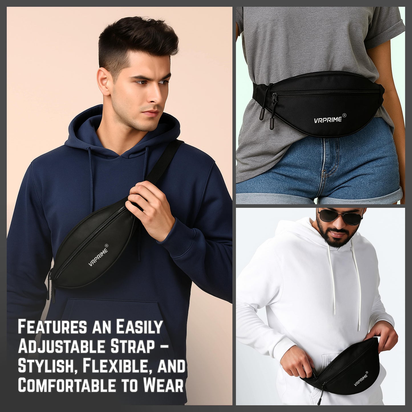 VRPRIME Chest Bag for Men | Crossbody Bags for Men | Lightweight Travel Waist Pouch