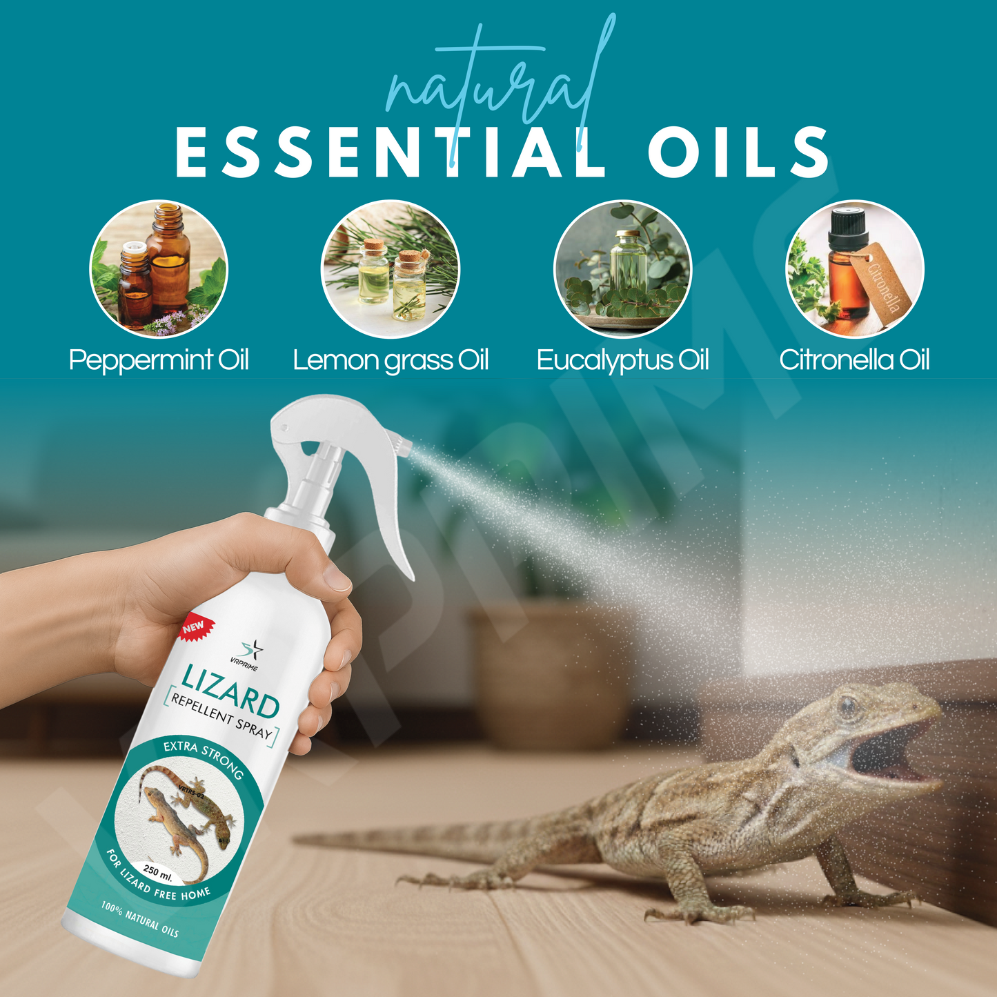 VRPRIME Lizard Repellent for Home Spray Pest Control | Made with Plants Oil, Natural Non Toxic, Irritant-Free, Chemical-Free ( Pack of 2 )