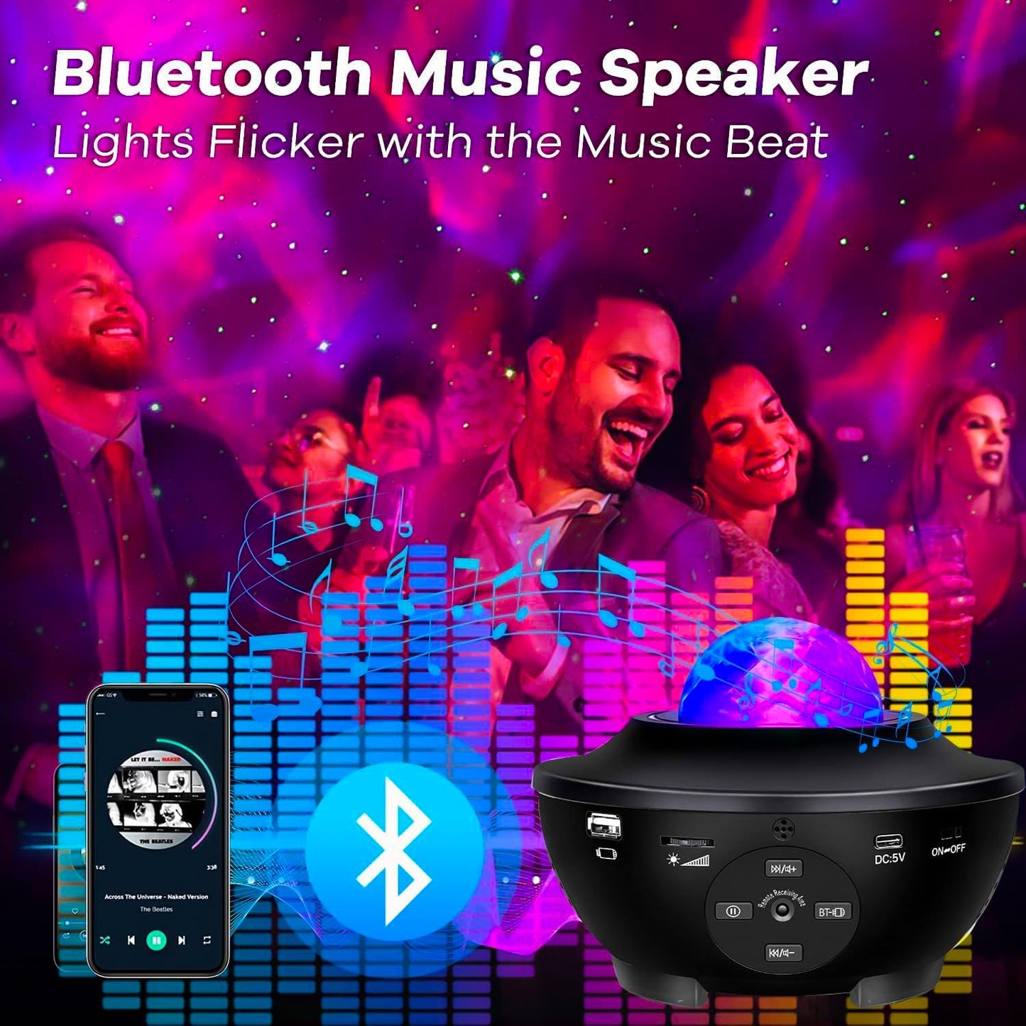 VRPRIME Galaxy Star Projector Night Lamp | Astronaut Space Light for Kids Bedroom with Bluetooth Speaker & Remote