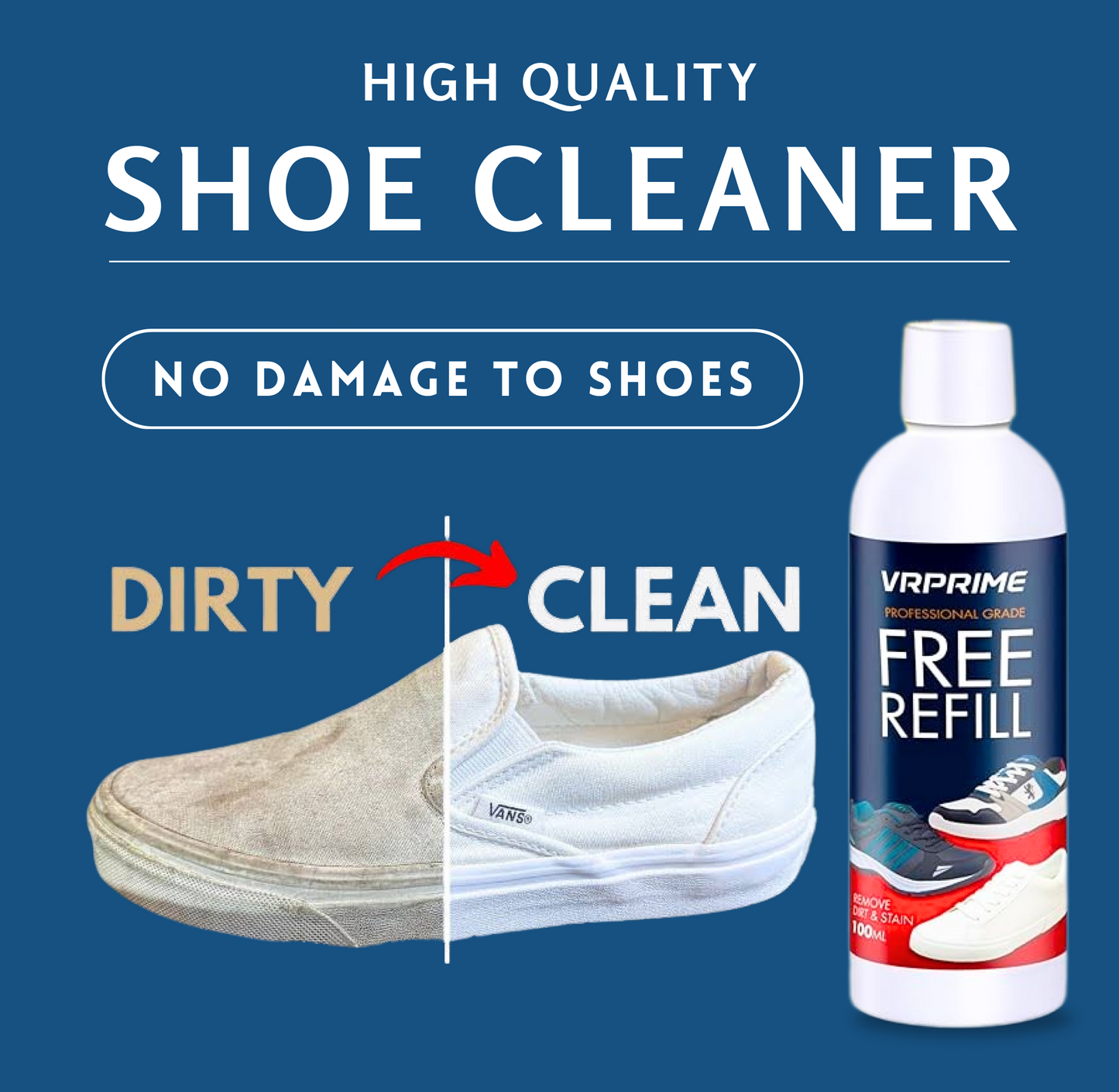 VRPRIME Shoe Cleaner Kit 2 Cleaning Bottles, Brush & Microfiber Cloth Instant Shoe Cleaner