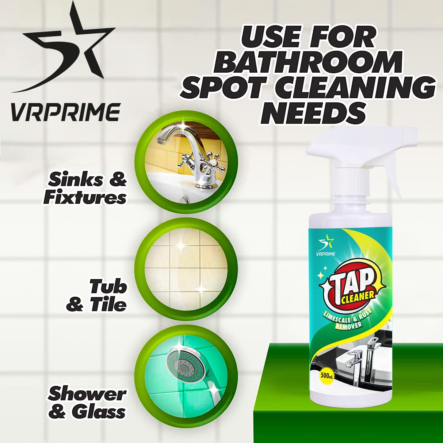 VRPRIME Tap Cleaner | Limescale, Hard Water Stain Remover for Bathroom Tap Cleaning Accessories