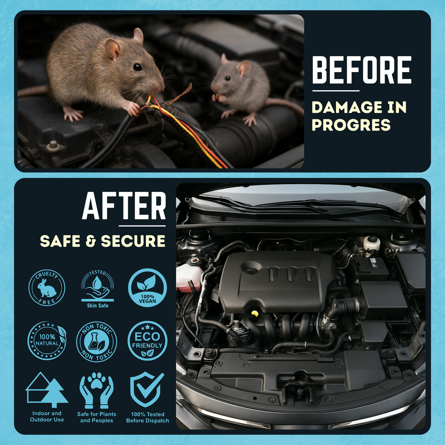 VRPRIME Rat Repellent Spray for Car Home Office Mouse | Natural Powerful Pest Control Protect Wires in Car Bike