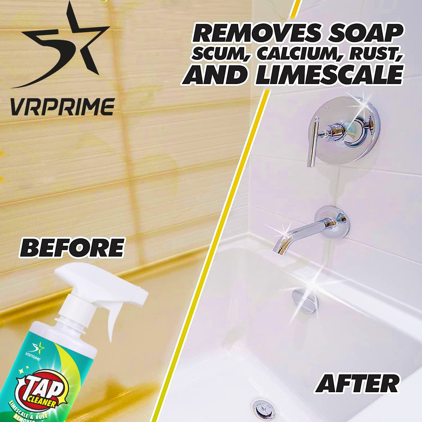 VRPRIME Tap Cleaner | Limescale, Hard Water Stain Remover for Bathroom Tap Cleaning Accessories
