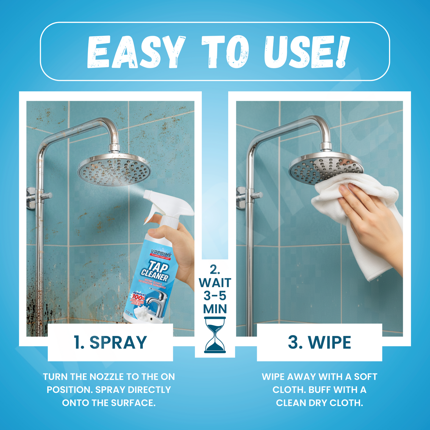 VRPRIME Kitchen & Tap Cleaner Spray 500ml Combo | Heavy Duty Degreaser for Greasy Surfaces | Removes 99.9% Germs & Tough Stains
