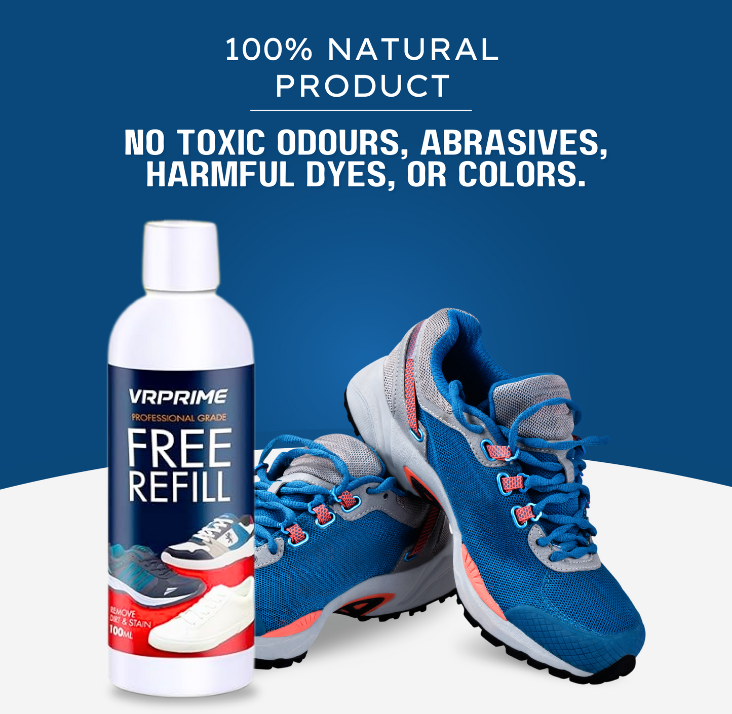 VRPRIME Shoe Cleaner Kit 2 Cleaning Bottles, Brush & Microfiber Cloth Instant Shoe Cleaner