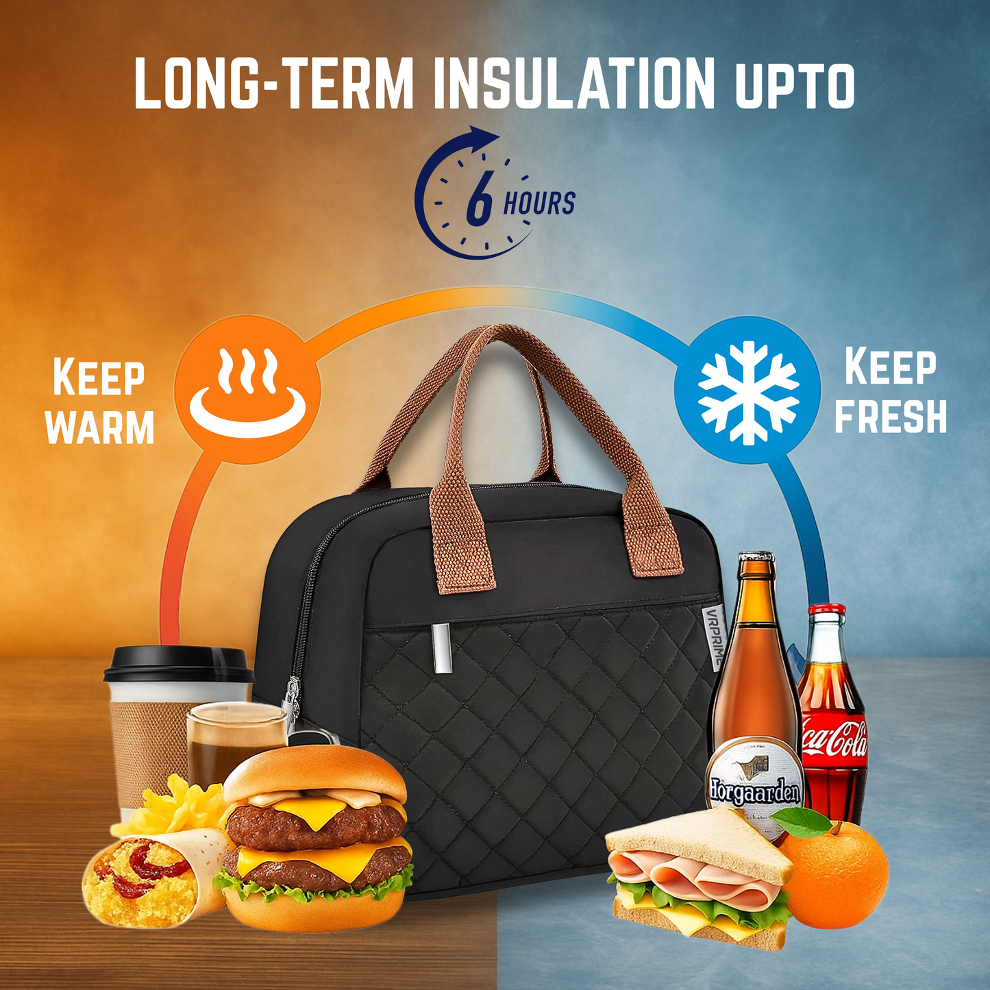 VRPRIME Lunch Bags – Insulated Tiffin Bag for Office for Men and Women – Keeps Food Hot or Cold
