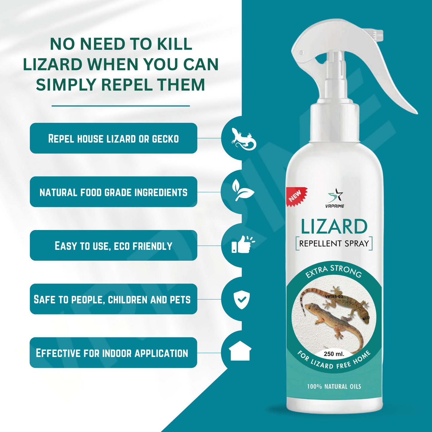 VRPRIME Lizard Repellent for Home Spray Pest Control | Made with Plants Oil, Natural Non Toxic, Irritant-Free, Chemical-Free ( Pack of 2 )