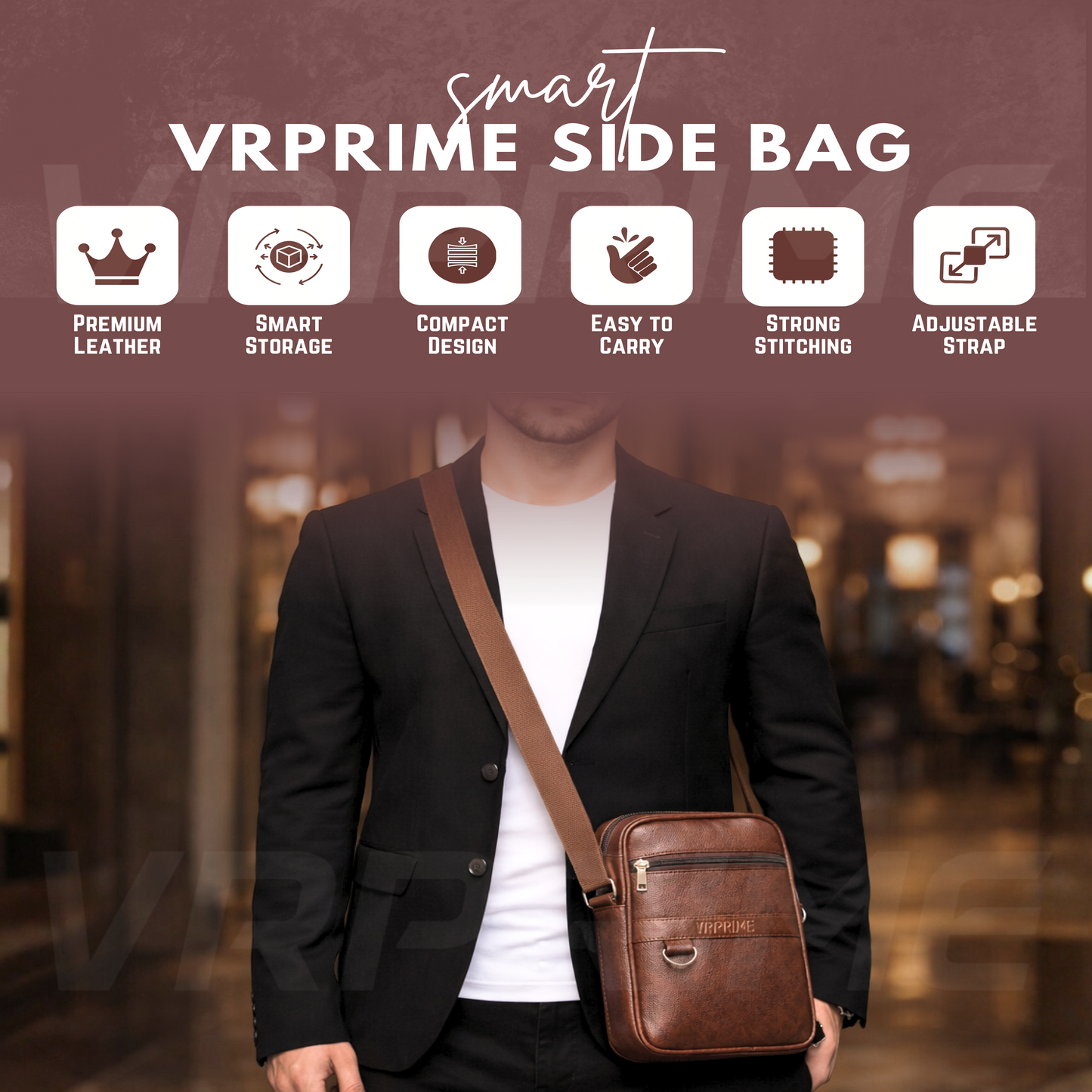 Travel Bag for Men | Sling Bag Small for Men, Water Resistant Crossbody Side Travel Bag