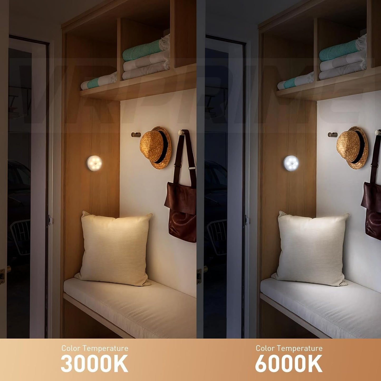 VRPRIME Rechargeable 6 Motion Sensor Light | Night Body Induction Lamp for Bedroom, Wardrobe & Stairs