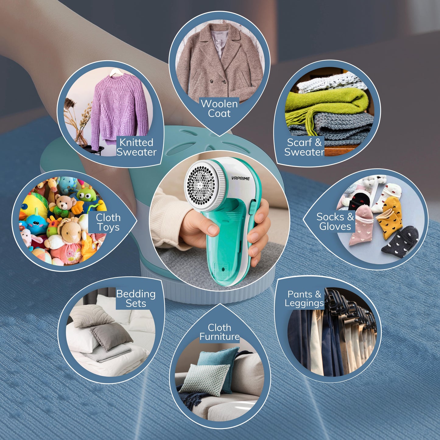 Lint Remover for Clothes | Electric Fabric Lint Shaver for Sweater, Woolen Clothes and Blankets (6 Blades, 9000 RPM Motor)