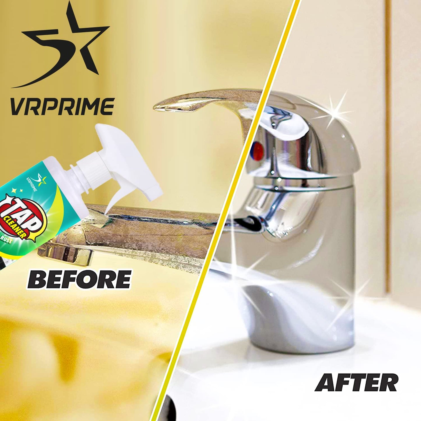 VRPRIME Tap Cleaner | Limescale, Hard Water Stain Remover for Bathroom Tap Cleaning Accessories