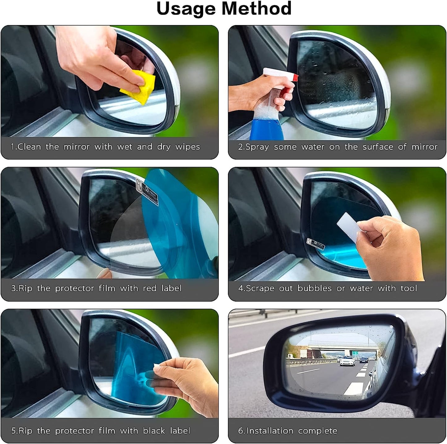 VRPRIME Car Rain Repellent Anti Fog Film for Side Mirror | Waterproof Anti-Rain Guard Sticker for Clear Driving View | Car Exterior Accessories