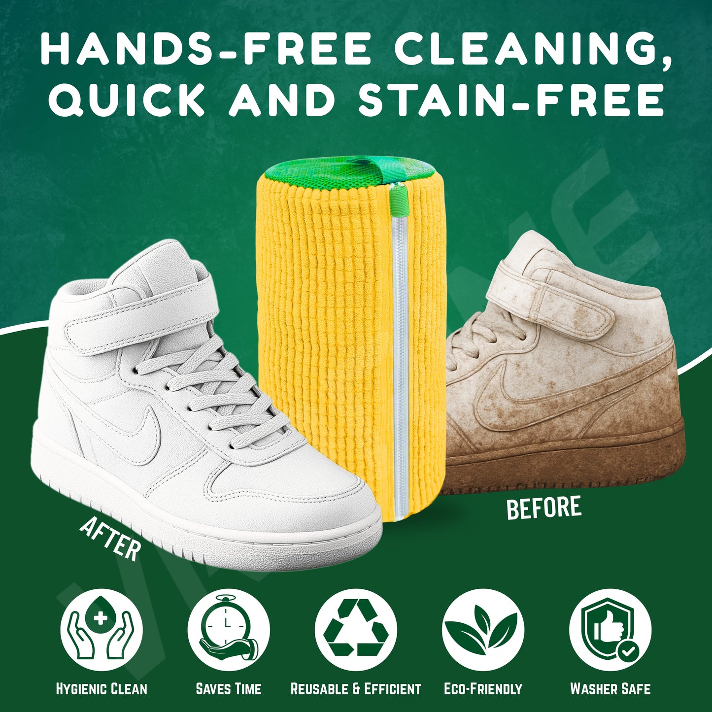 VRPRIME Shoe Washing Machine Bag | Shoe Cleaning and Travel Storage Bags | Reusable Laundry Bag 360° Cleaning for Sneakers, Delicates, Toys | Washer & Dryer Use (Yellow)