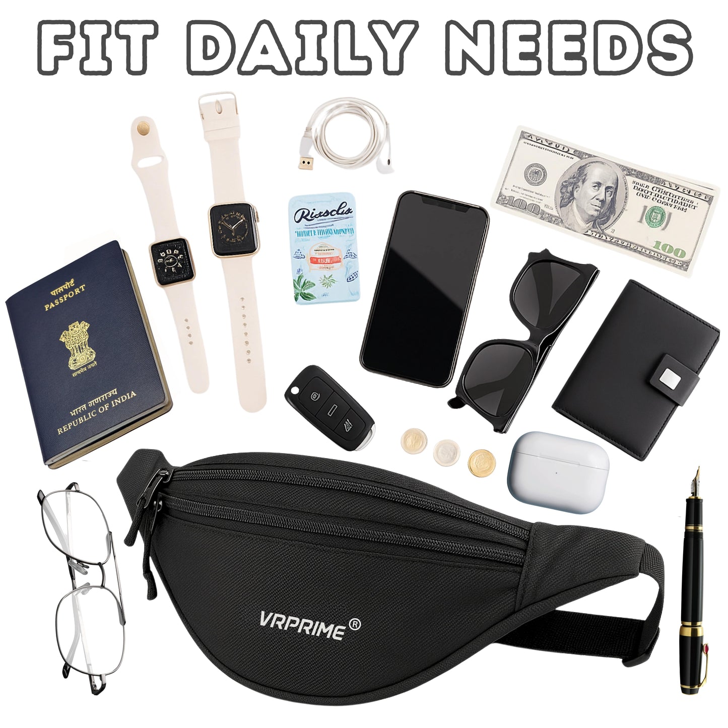 VRPRIME Chest Bag for Men | Crossbody Bags for Men | Lightweight Travel Waist Pouch