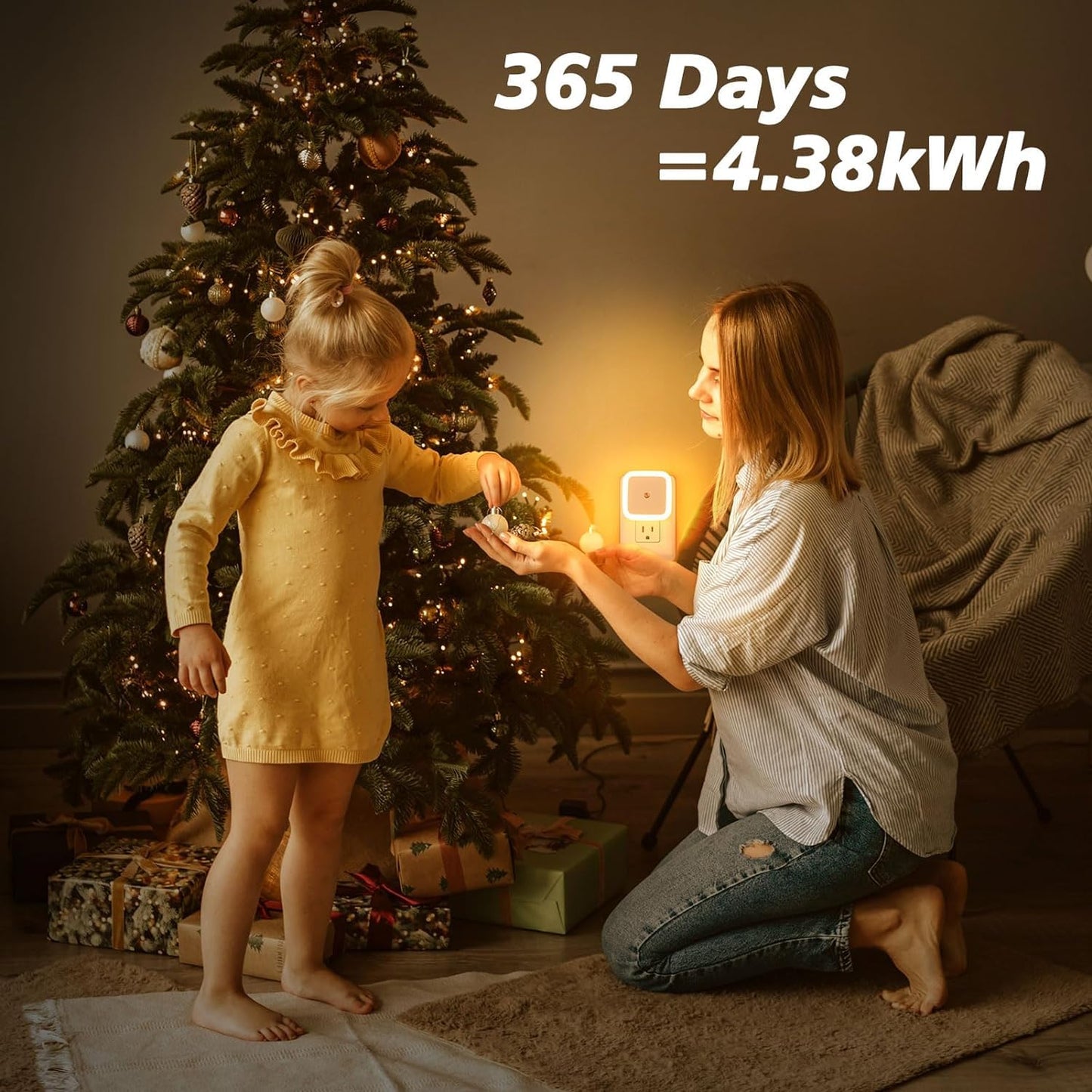 6pc Night Lamp Sensor Warm Light for Bedroom Bed Side Home | Smart Automatic ON/Off Dim LED Lights