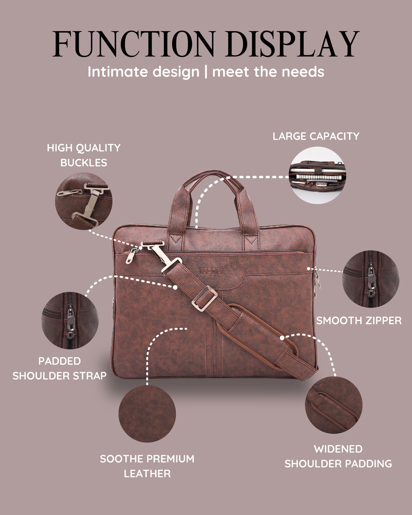 VRPRIME Men’s Brown Messenger Bag | Premium Office & College Crossbody Shoulder Bag | Spacious Laptop & Travel Sling Bag