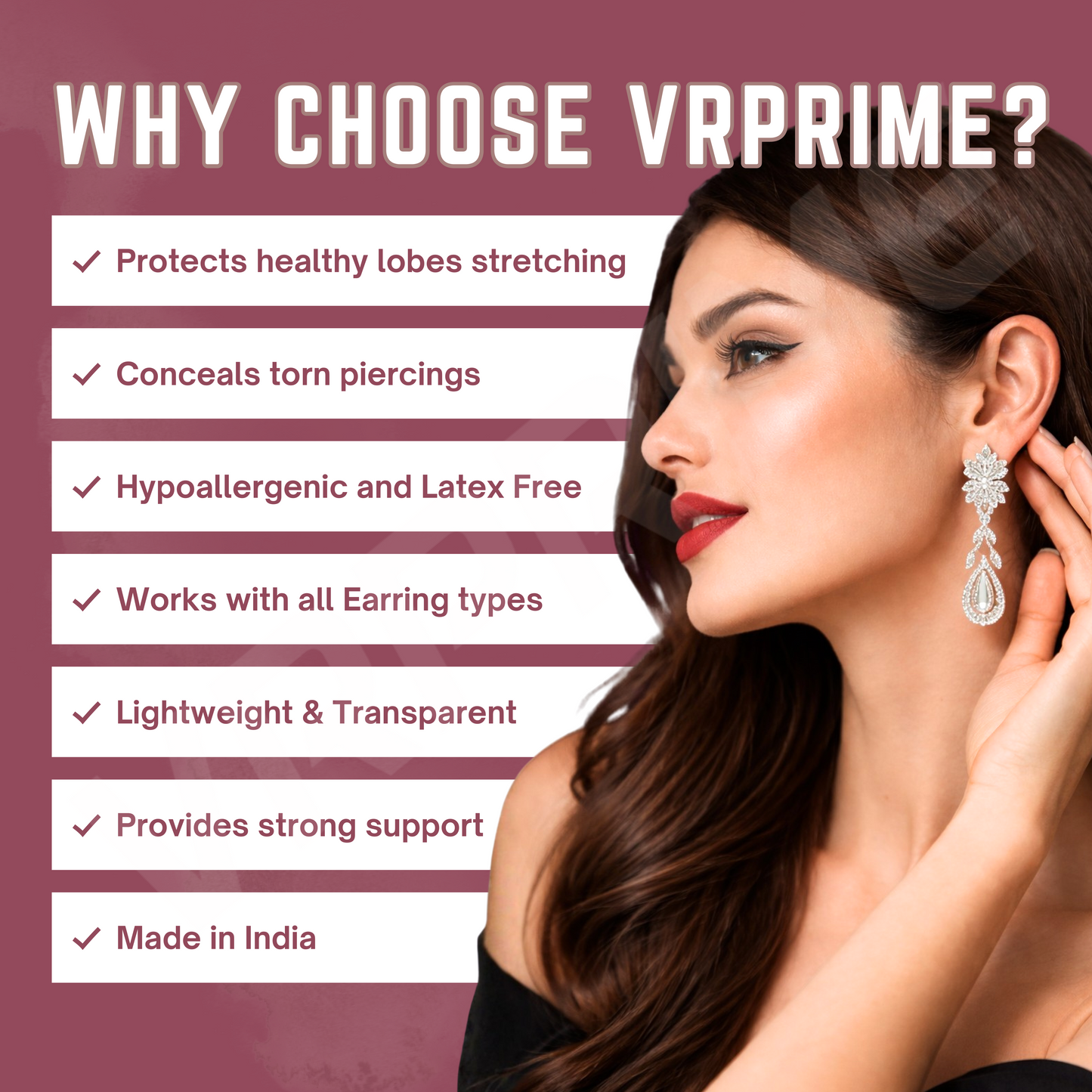 VRPRIME 100 Earlobe Support Patches for Heavy Earrings | Transparent Earring Sticker Tape | Invisible Ear Lift & Ear Hole Repair Tape