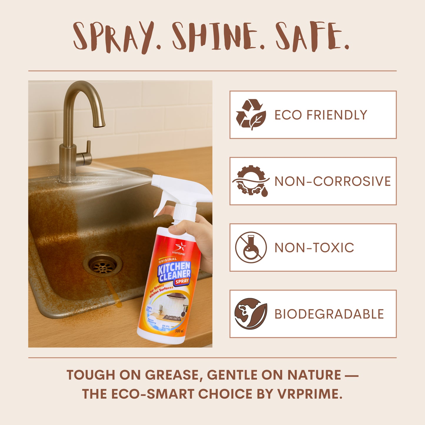 VRPRIME Kitchen Degreaser Foam Spray | Tough Grease, Oil & Stain Remover Kitchen Cleaner ( Pack of 2 )