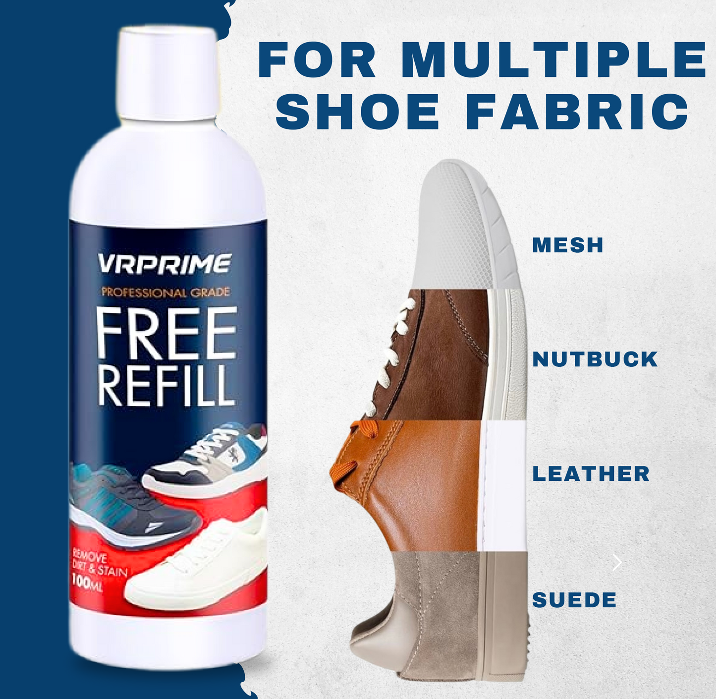 VRPRIME Shoe Cleaner Kit 2 Cleaning Bottles, Brush & Microfiber Cloth Instant Shoe Cleaner