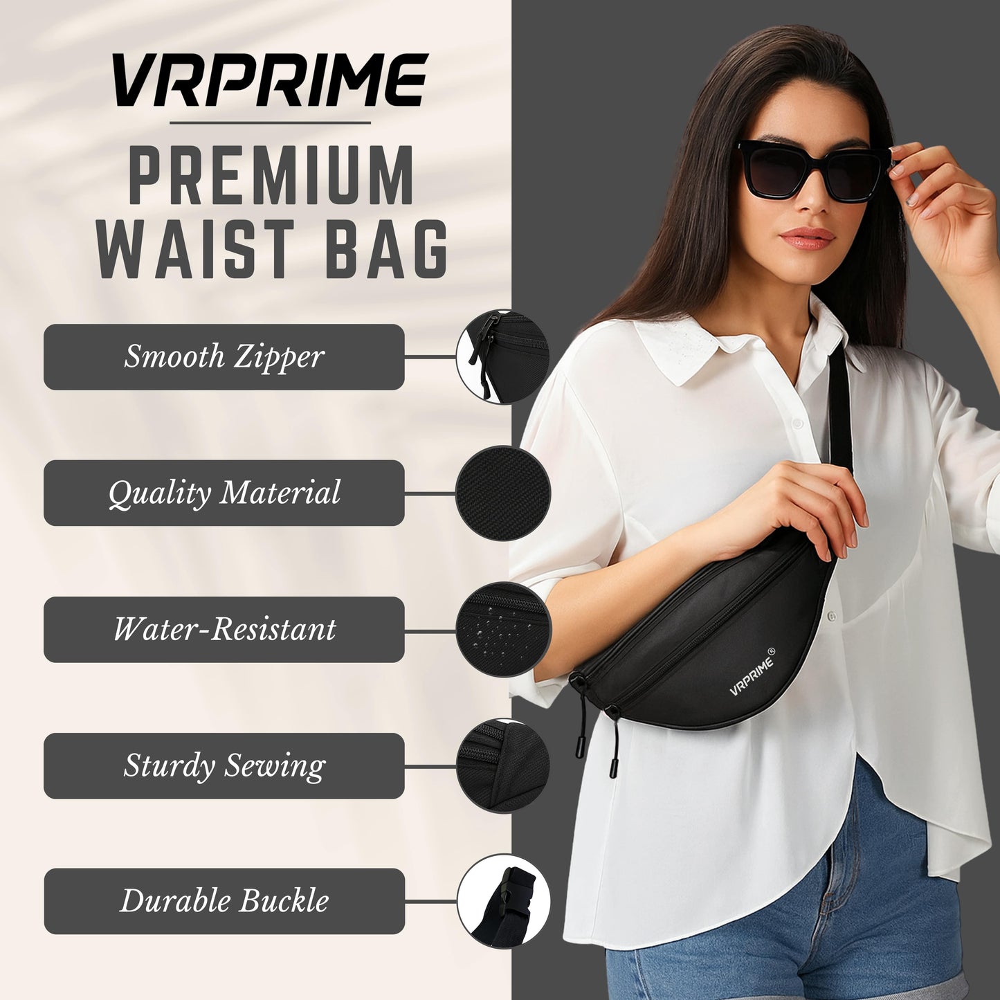 VRPRIME Chest Bag for Men | Crossbody Bags for Men | Lightweight Travel Waist Pouch