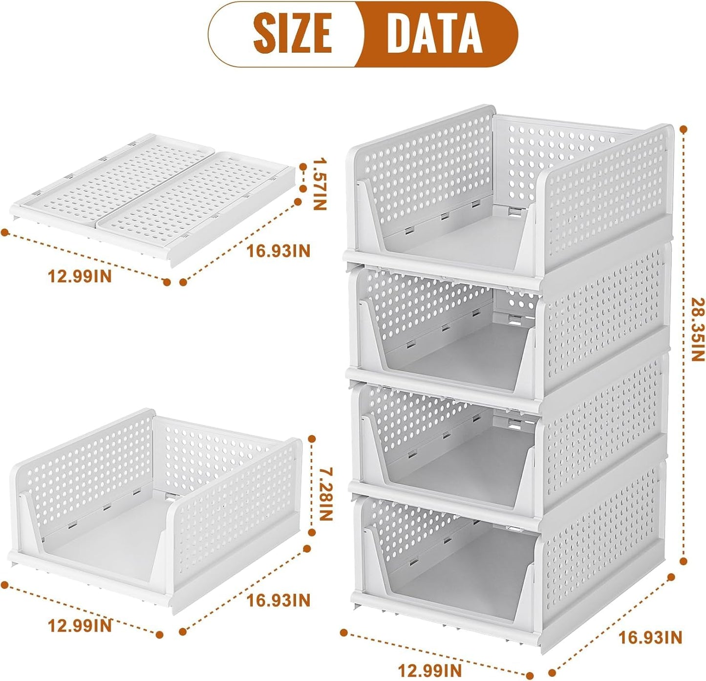 3PC Large Wardrobe Cloth Organizer for Storage | Cupboard Organizer Rack for Clothes Storage | Foldable & Stackable Organiser For Shirt, Pant, Saree (White)