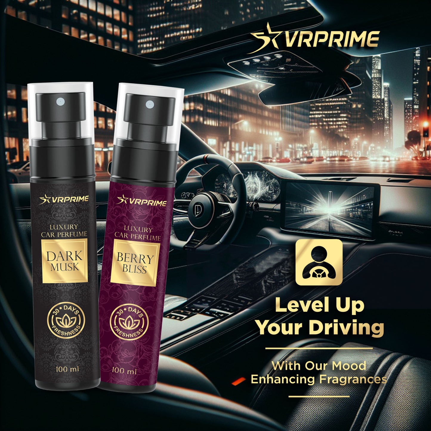 VRPRIME 2PC Luxury Car Air Perfume Freshener | Long Lasting Car Fragrance for Dashboard & Interior Accessories