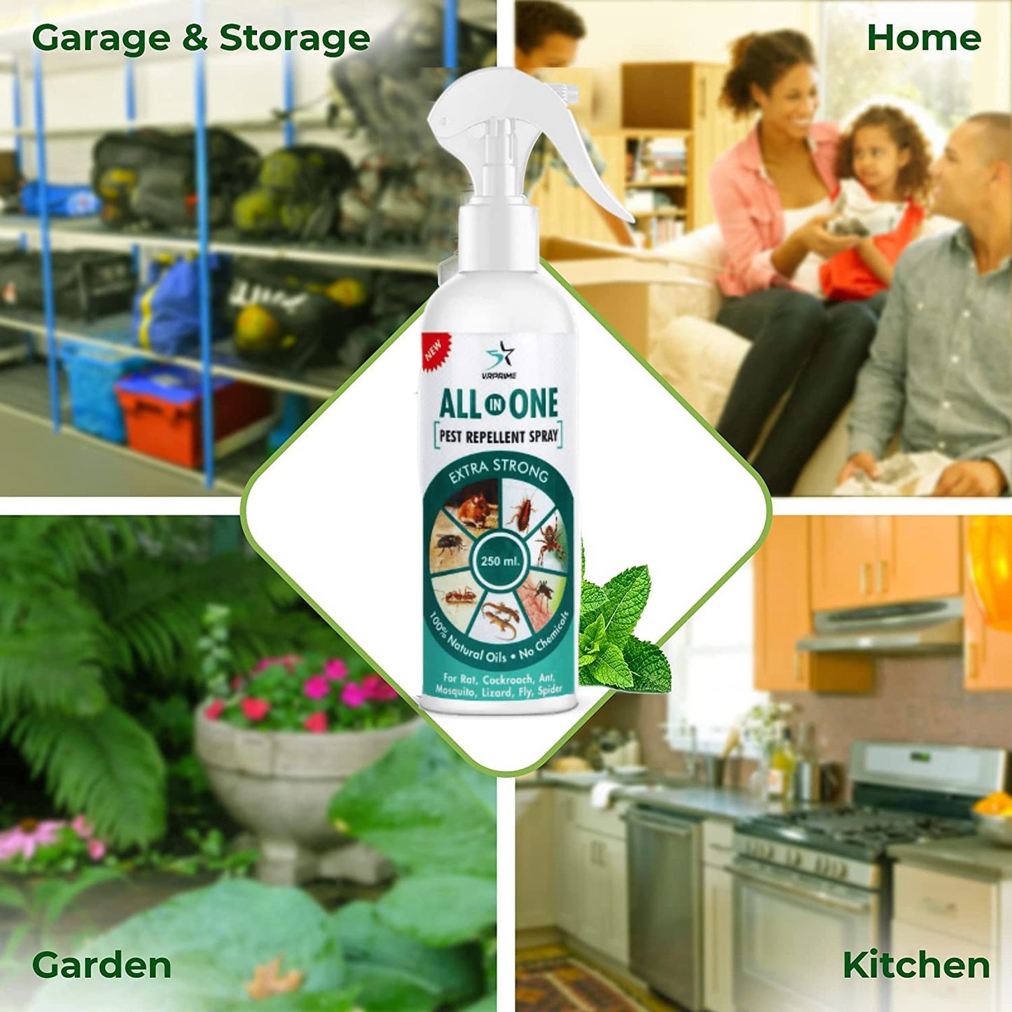 VRPRIME Pest Repellent Control for Home | Ant, Cockroach, Rat, Lizard, BedBugs, Spider