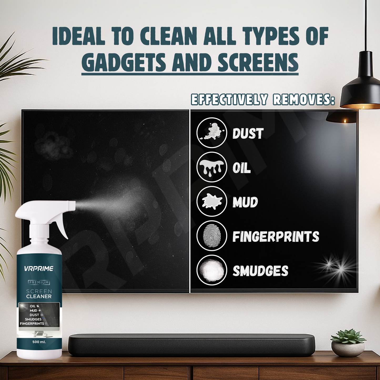 VRPRIME Laptop Cleaner Kit | Combo with 500ML Laptop Screen Cleaner Spray | Large Microfiber Cloth & Brush