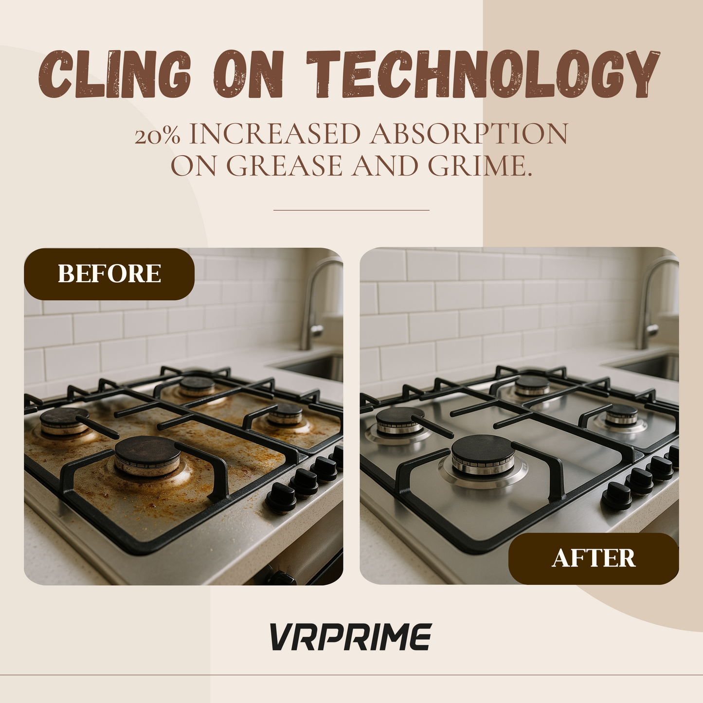 VRPRIME Kitchen Cleaner Spray | Kitchen Sink Chimney Gas Stove Oven Oil Stain Remover All Purpose Degreaser Spray | Kitchen Cleaning Spray for Exhaust Fan (500ml)