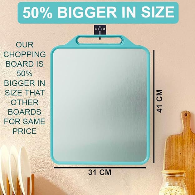 VRPRIME Extra Large Steel Chopping Board (41x31cm) | Heavy-Duty Cutting Board for Vegetables, Fruits & Meat | BPA Free, Anti-Microbial