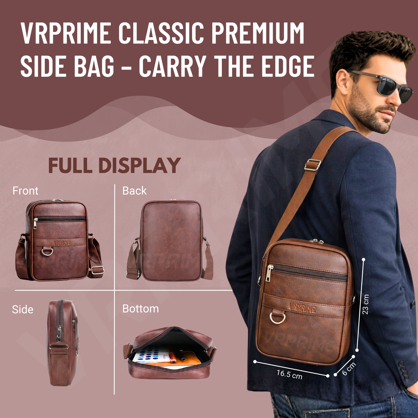 Travel Bag for Men | Sling Bag Small for Men, Water Resistant Crossbody Side Travel Bag