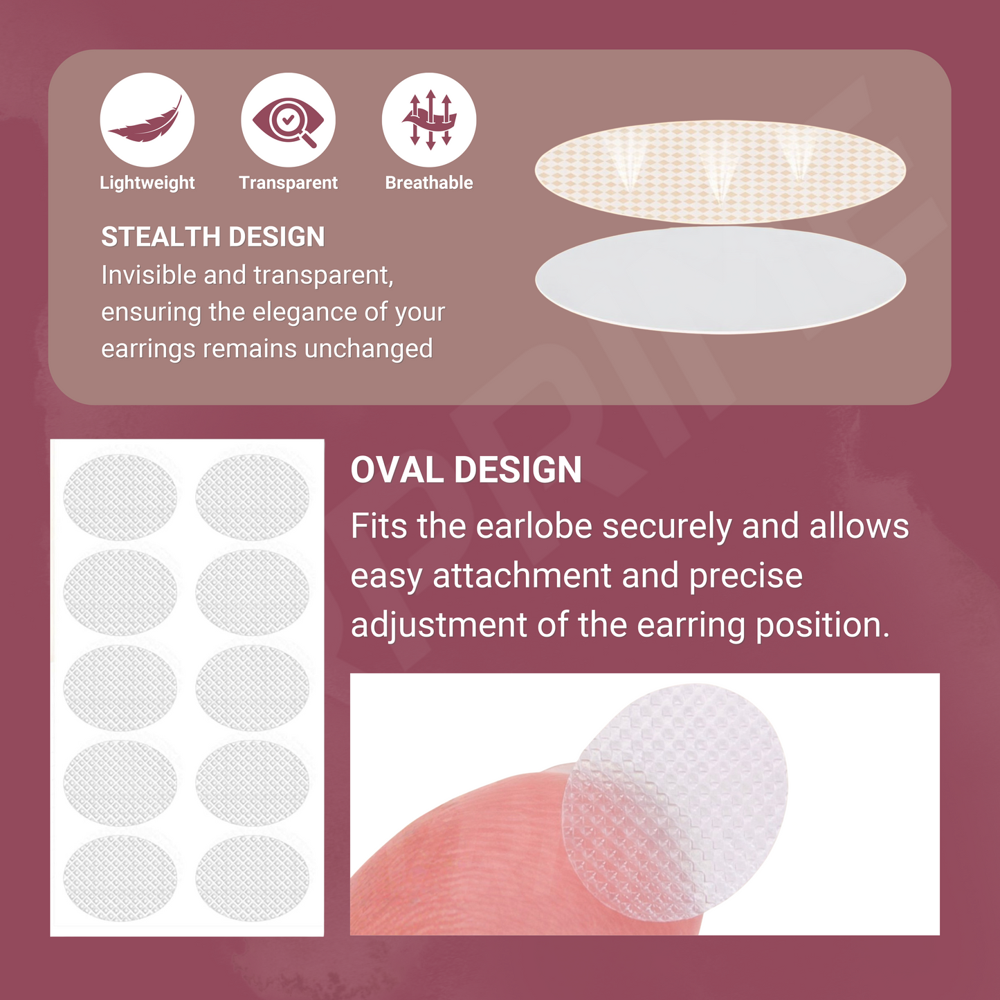 VRPRIME 100 Earlobe Support Patches for Heavy Earrings | Transparent Earring Sticker Tape | Invisible Ear Lift & Ear Hole Repair Tape