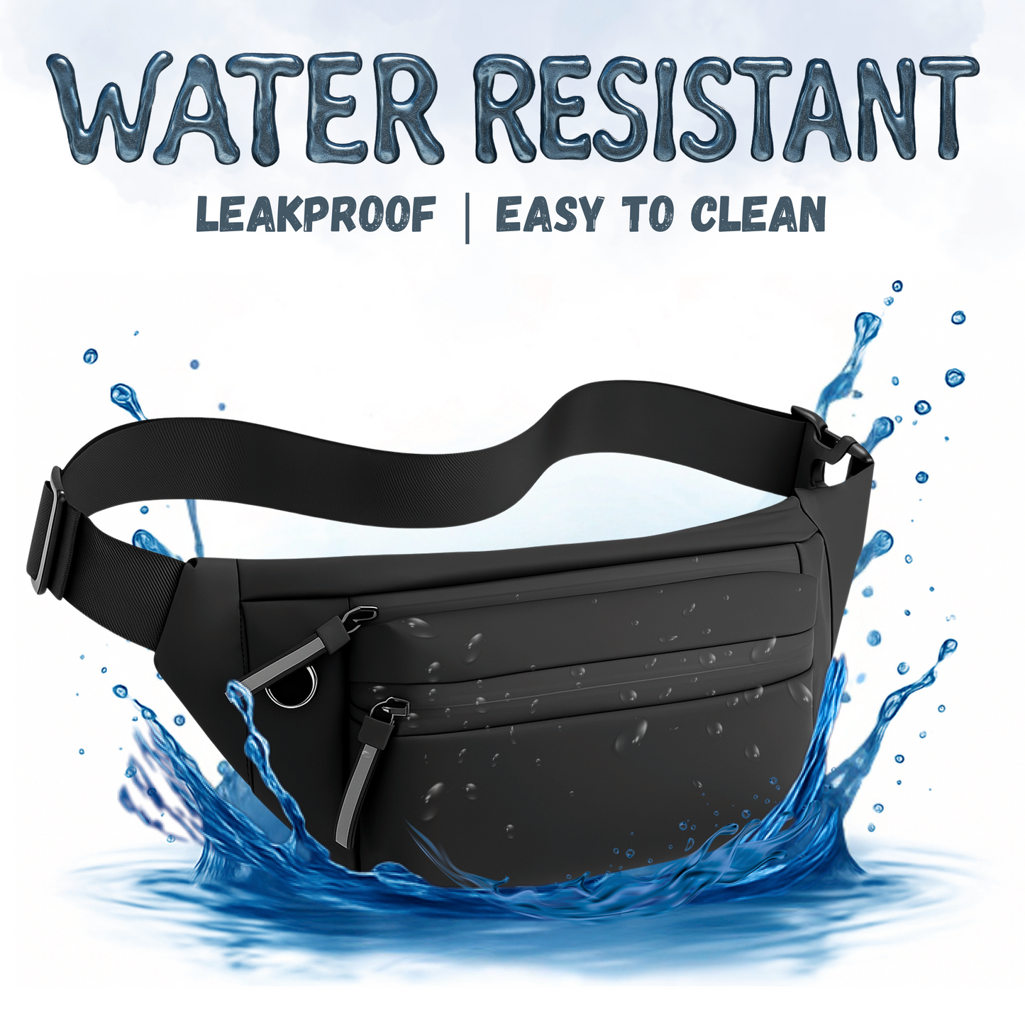 VR PRIME Waist Bag for Men Side Bag | Fanny Waist Pouch Pack | Travel Side Sling Waist Bag | Travel Essentials for Running, Riding a Bike (Black)