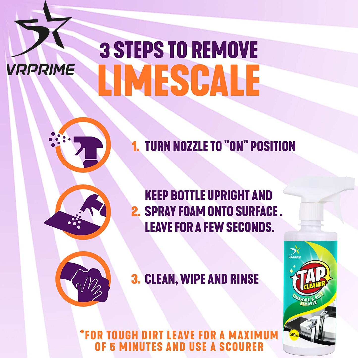 VRPRIME Tap Cleaner | Limescale, Hard Water Stain Remover for Bathroom Tap Cleaning Accessories