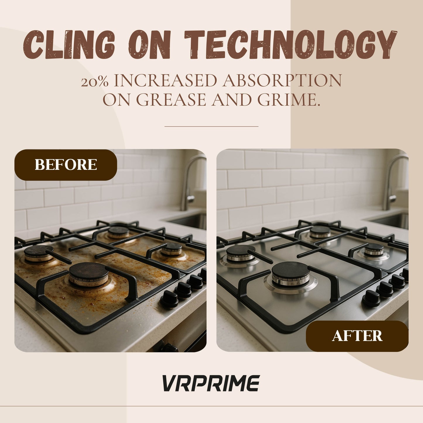 VRPRIME Kitchen Degreaser Foam Spray | Tough Grease, Oil & Stain Remover Kitchen Cleaner ( Pack of 2 )