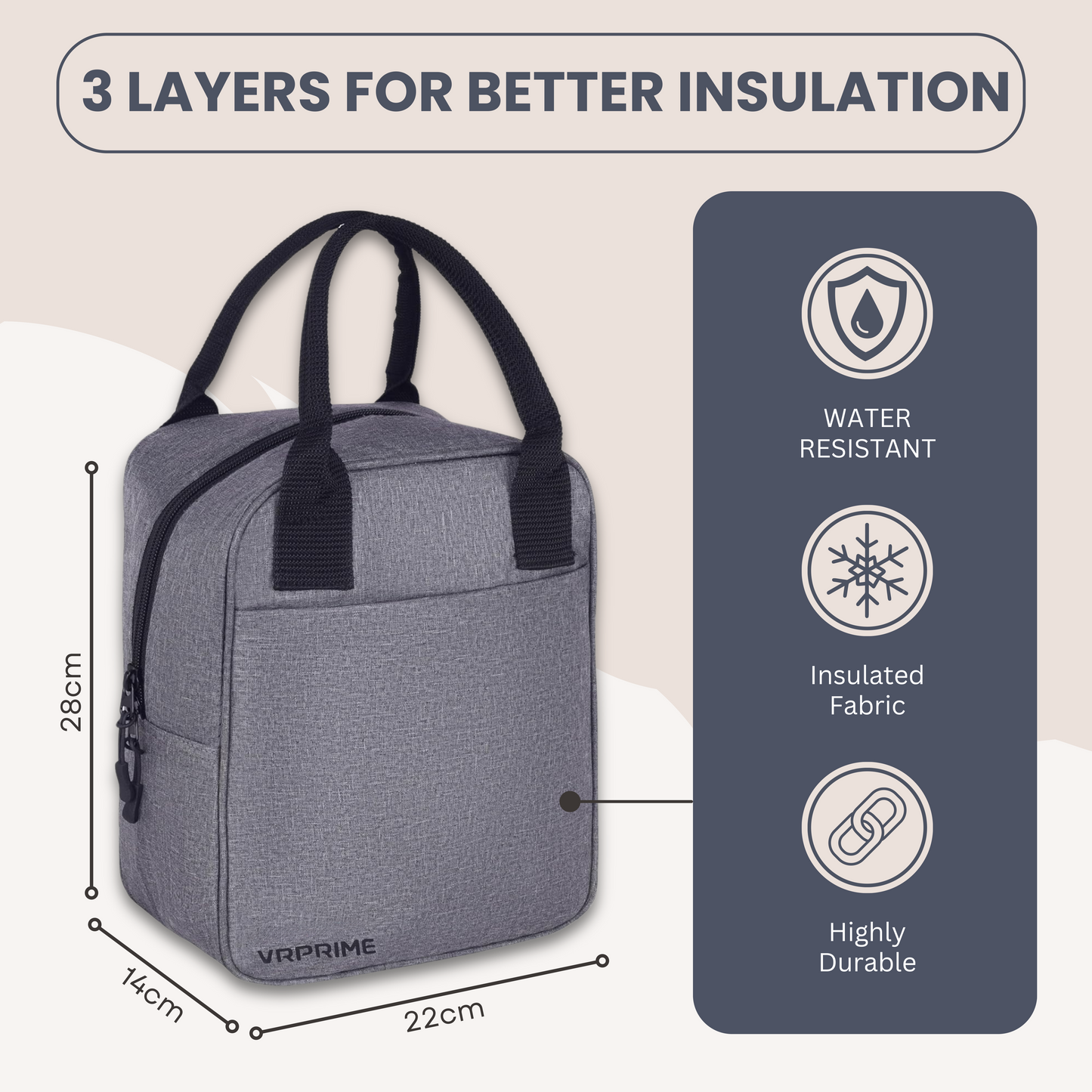 VRPRIME Lunch Box for Office Use | 5 Liters with Fabric Insulation | Lunch Bags