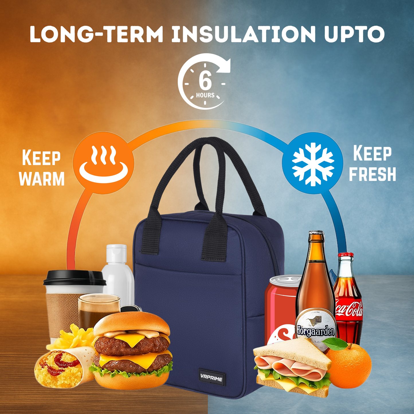 VRPRIME Lunch Bags Insulated Tiffin Bag for Office for Men and Women – Keeps Food Hot or Cold