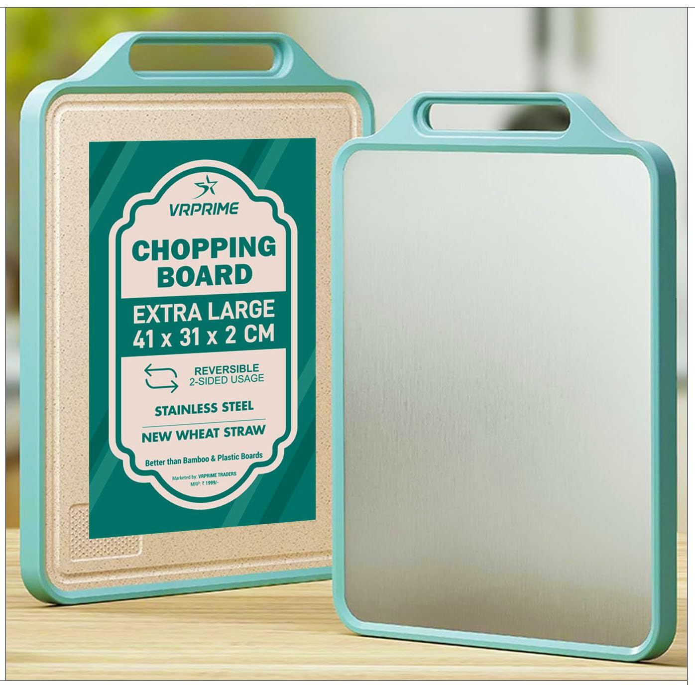 VRPRIME Extra Large Steel Chopping Board (41x31cm) | Heavy-Duty Cutting Board for Vegetables, Fruits & Meat | BPA Free, Anti-Microbial