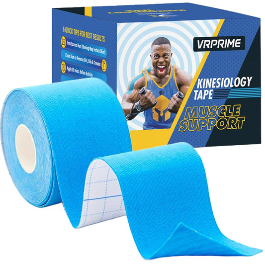 VRPRIME Kinesiology Tape 5cm x 5M | Waterproof Physiotherapy & Muscle Support Tape for Shoulder, Knee, Back & Ankle | Pain Relief Sports Bandage (White)