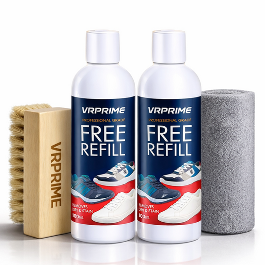 VRPRIME Shoe Cleaner Kit 2 Cleaning Bottles, Brush & Microfiber Cloth Instant Shoe Cleaner