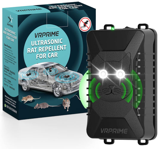 VRPRIME Ultrasonic Rat Repellent for Car | Rodent Repellent to Protect Wires in Car, Bike & Truck Engine
